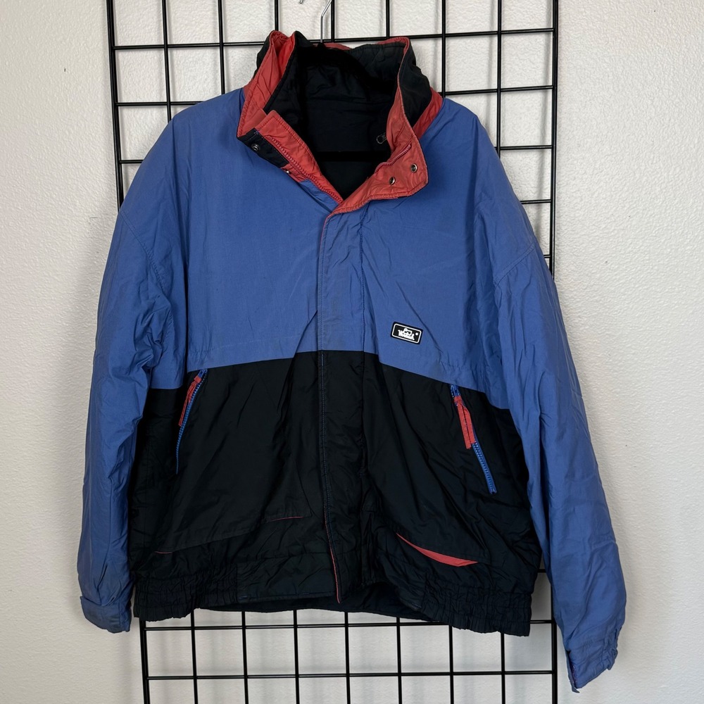 Woolrich 3-in-1 Jacket Mens Large Blue Black Colorblock Vintage Parka Zip Up
